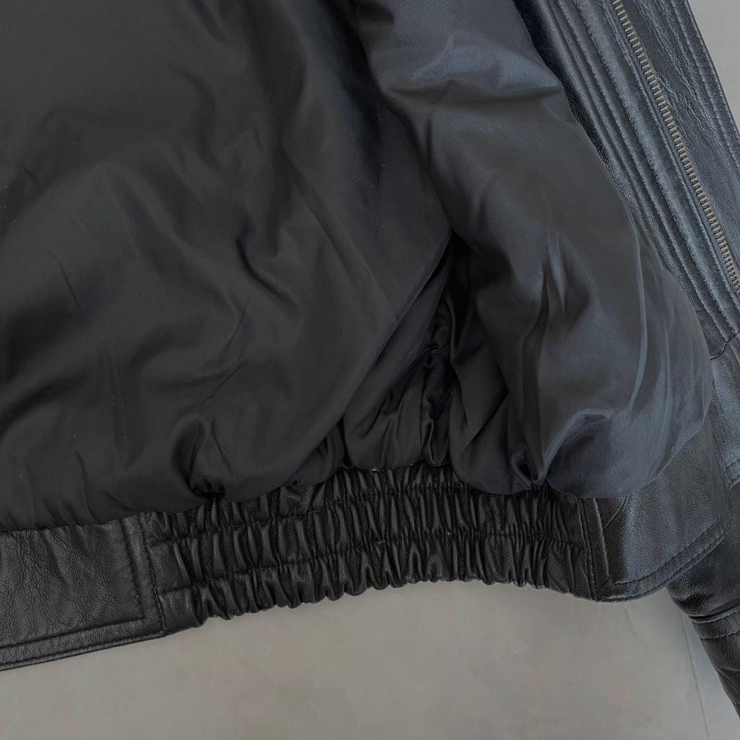 レザーボンバージャケット 短丈 ヴィンテージ Lサイズ ブラック