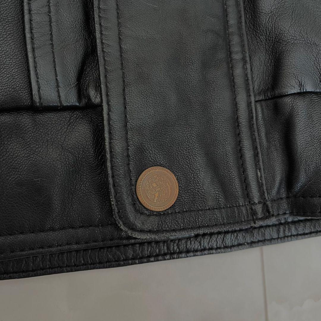 レザーボンバージャケット 短丈 ヴィンテージ Lサイズ ブラック