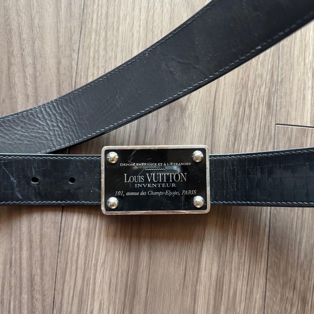 【ジャンク品】ルイヴィトン ベルト　サンチュール アヴァントゥール　黒　レザー