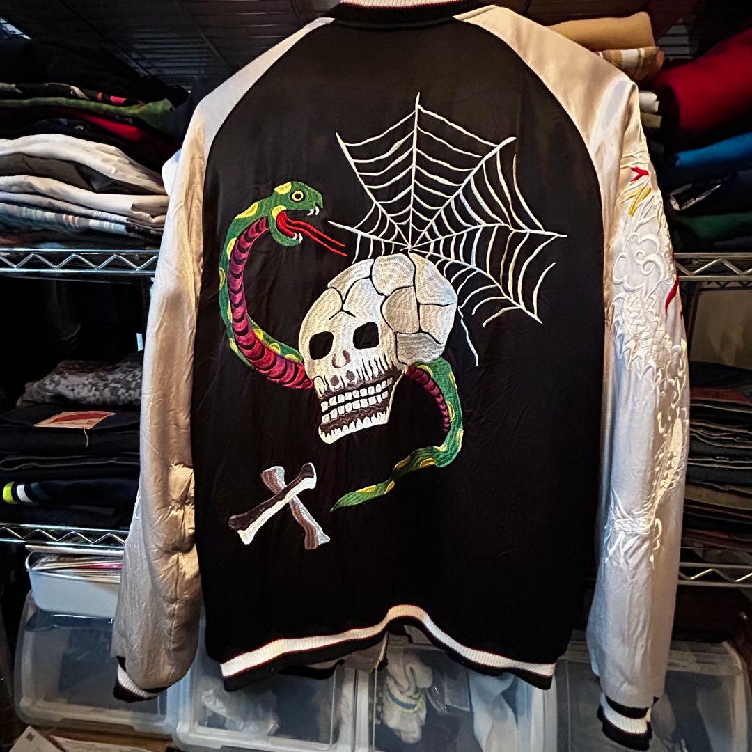 Houston スカジャン　スカル 蛇 刺繍 スカジャン