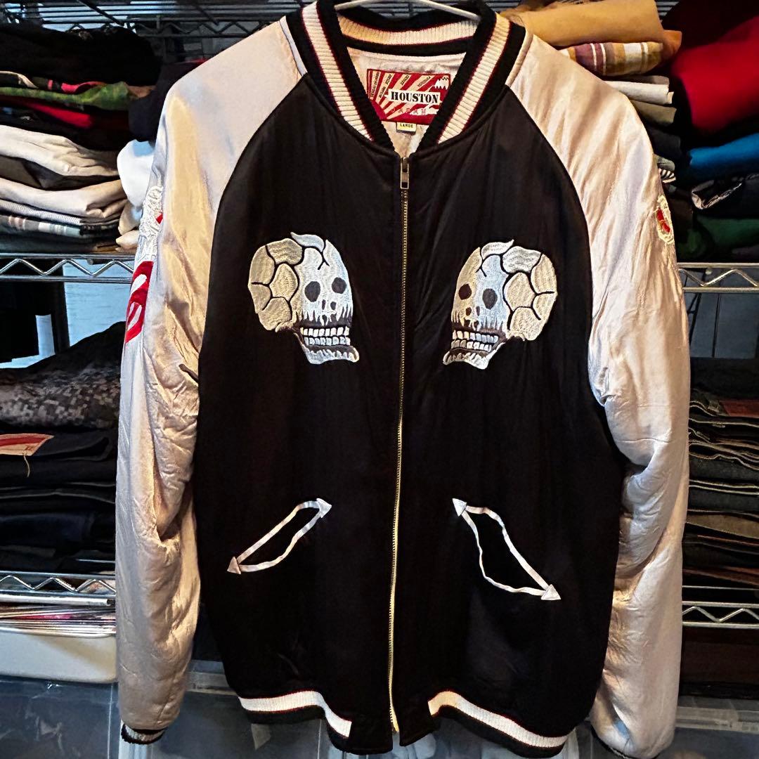 Houston スカジャン　スカル 蛇 刺繍 スカジャン