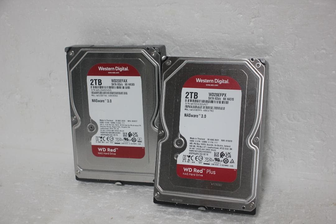「健康状態注正常」3.5インチHDD WD RED 2TB 2個まとめ