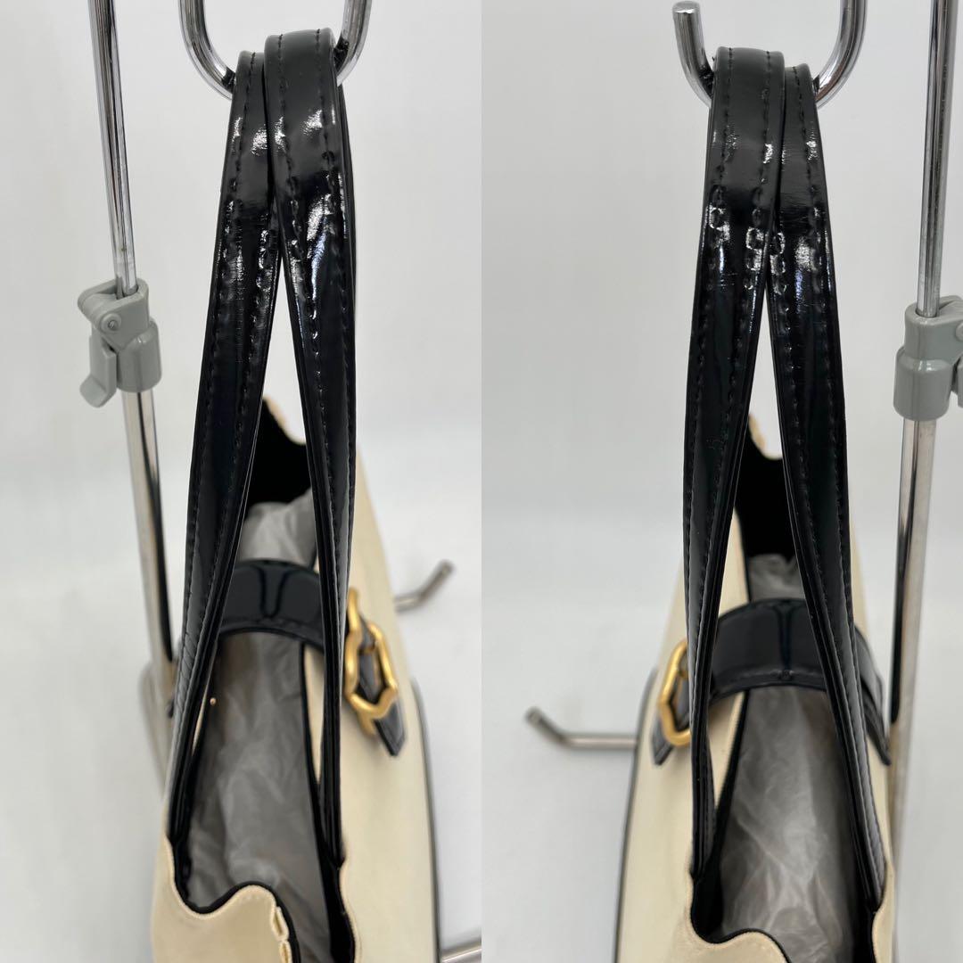 イヴサンローラン トートバッグ 肩掛け ゴールド金具 ロゴ型押し キャンバス