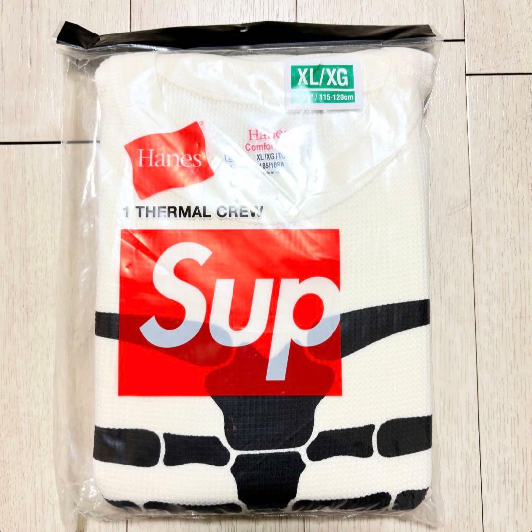 シュプリーム×ヘインズ骨サーマルロングスリーブナチュラルXL新品Supreme