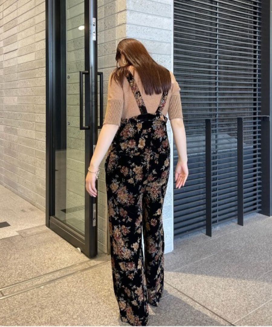サロペット・オーバーオール・オールインワン Ameri FLOWER PRINT VELOUR PANTS