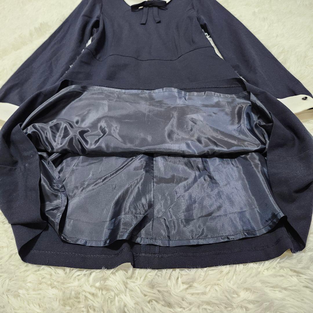 美品☆クミキョク　ワンピース　セレモニー　卒服　レトロ　リボン　170　ネイビー