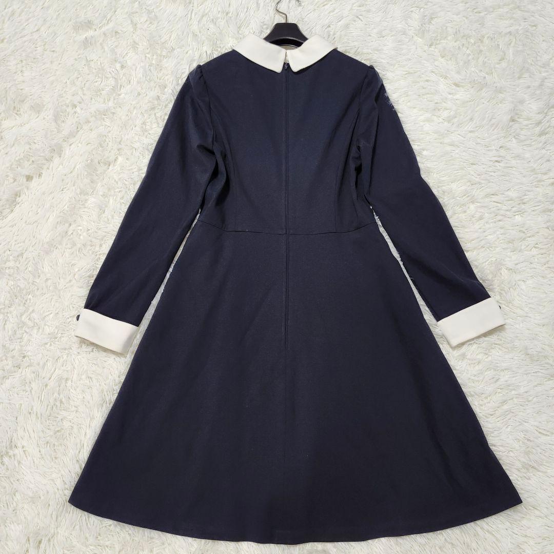 美品☆クミキョク　ワンピース　セレモニー　卒服　レトロ　リボン　170　ネイビー