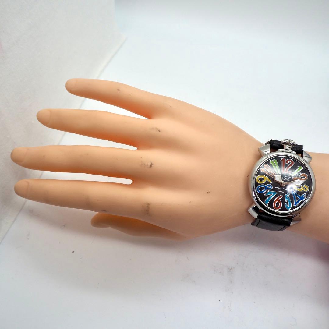 380 稼働 ガガミラノ 時計 メンズ マヌアーレ40 ブラック シルバー 人気