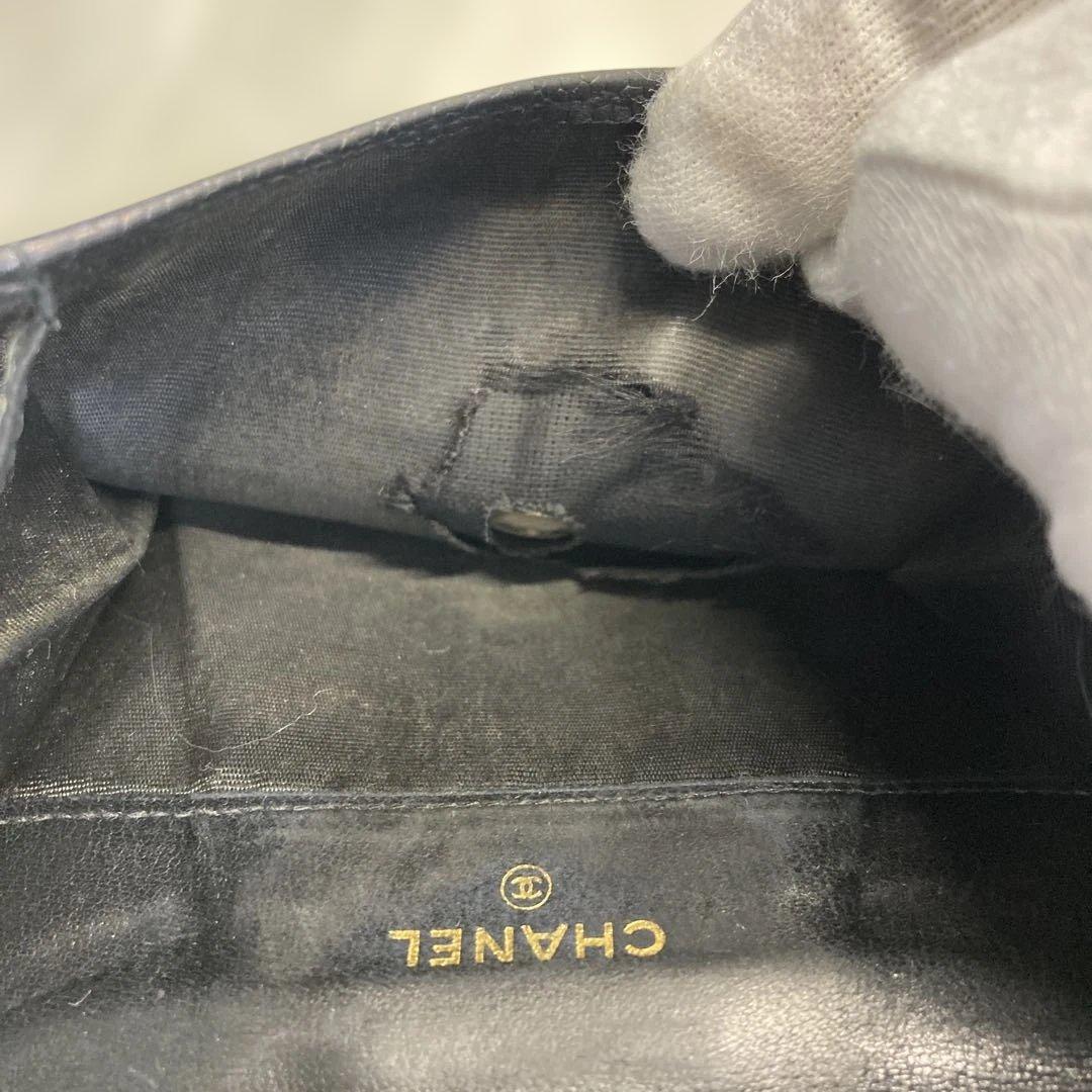 CHANEL シャネル ココマーク ダブルホックウォレット キャビアスキン 黒