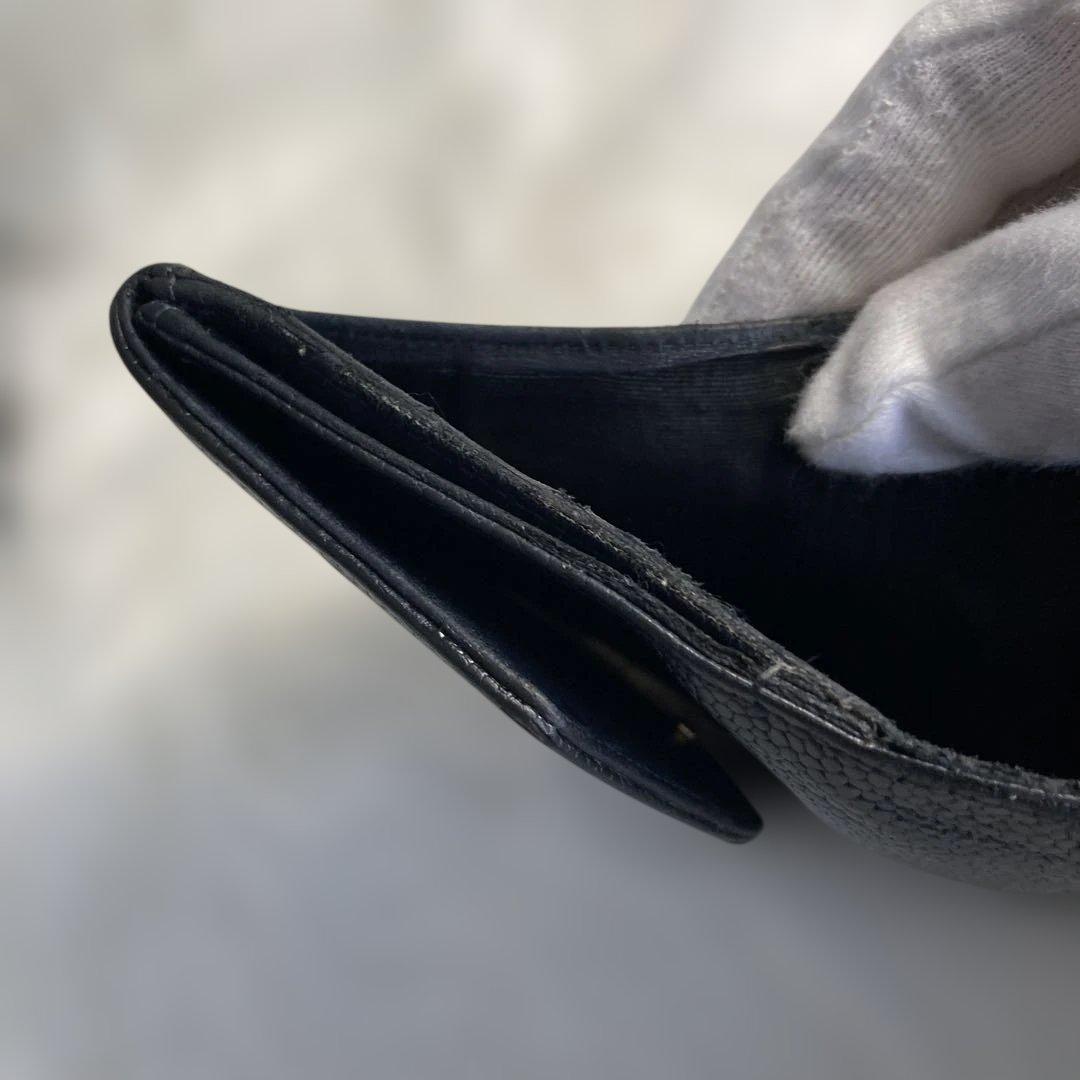 CHANEL シャネル ココマーク ダブルホックウォレット キャビアスキン 黒