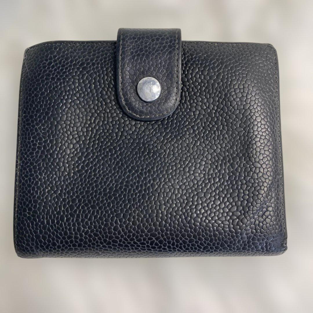 CHANEL シャネル ココマーク ダブルホックウォレット キャビアスキン 黒