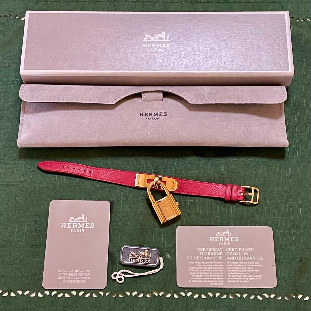 HERMES エルメス ケリーウォッチ ゴールド文字盤 レッド 赤 腕時計