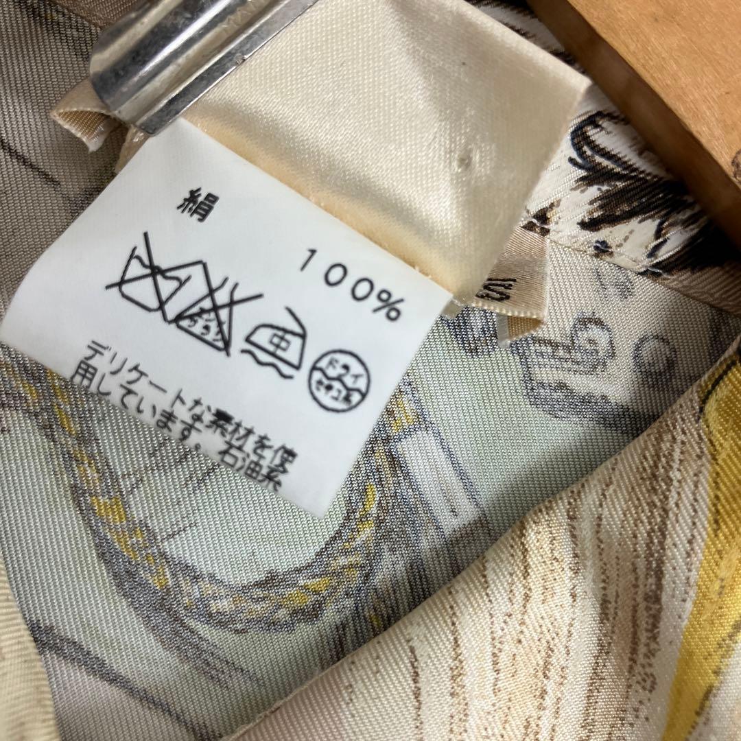 美品　エルメス　HERMES シルク　ブーツ柄　シャツ　ブラウス　40