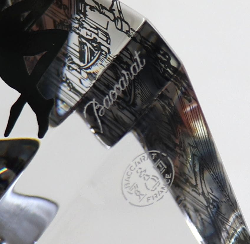 バカラ 珍品 大型9面体 ペーパーウェイト 宮殿でバレエする男女 月と太陽 置物