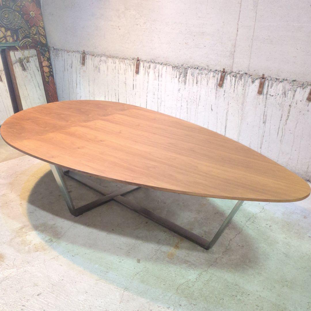 北欧レトロ ティアイアイ オーバル型 天然木 コーヒーテーブル センターテーブル