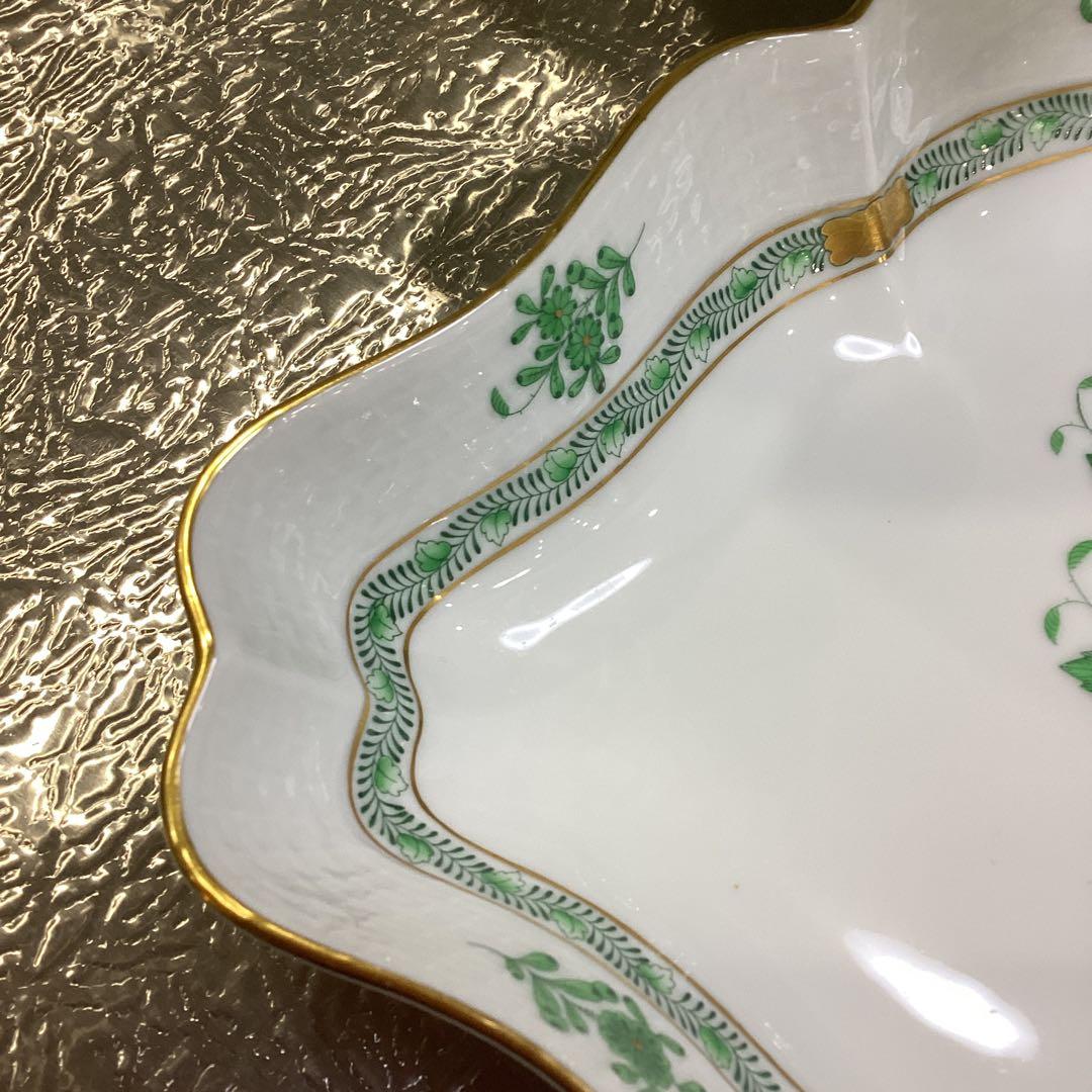 ヘレンド　アポニーグリーン　トライアングルディッシュ