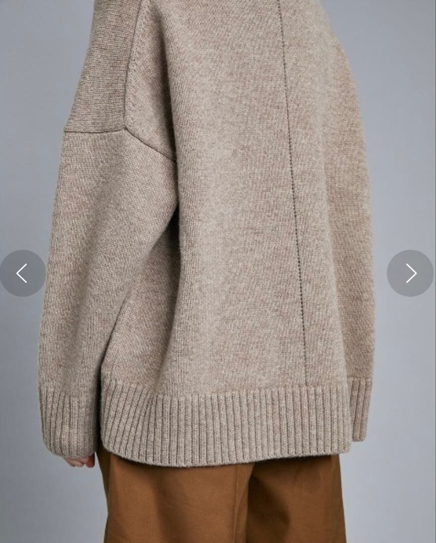 【ネイビー】CINOH オーバーサイズハイネックニット 38 チノ ウール100