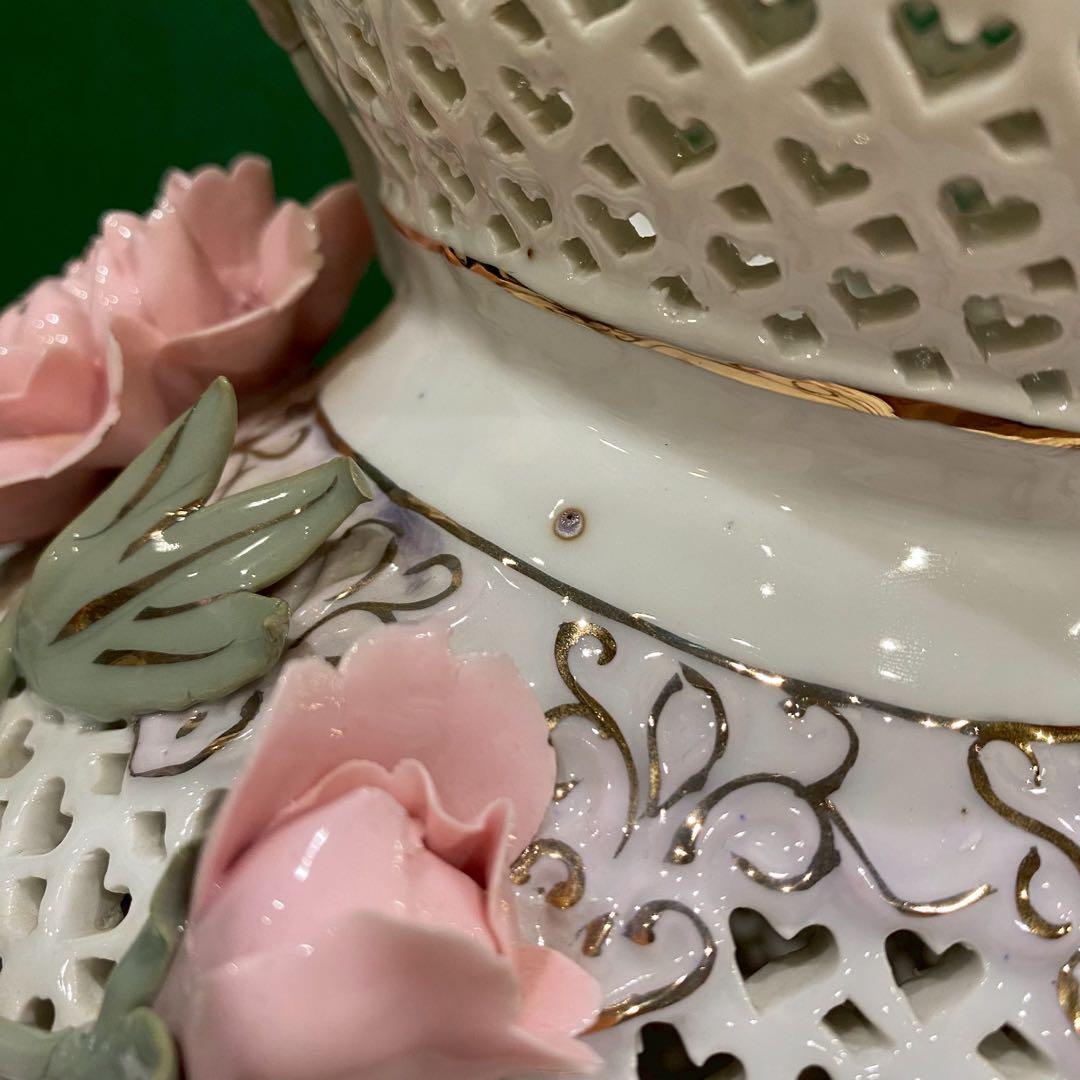 透かし彫り 置物 インテリア 花 アンティーク