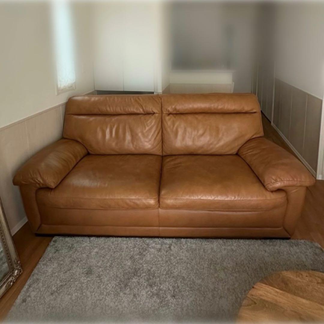 美品【Natuzzi/ナツッジ】レザーソファー　本革　ニトリ