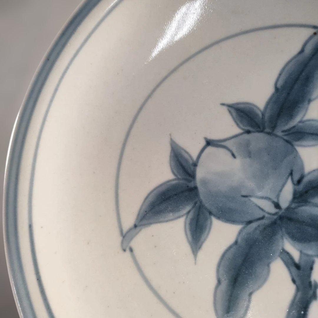 A1363-2/有田焼/五代 佐藤走波 作/染付桃絵銘々皿5客/共箱/懐石道具/