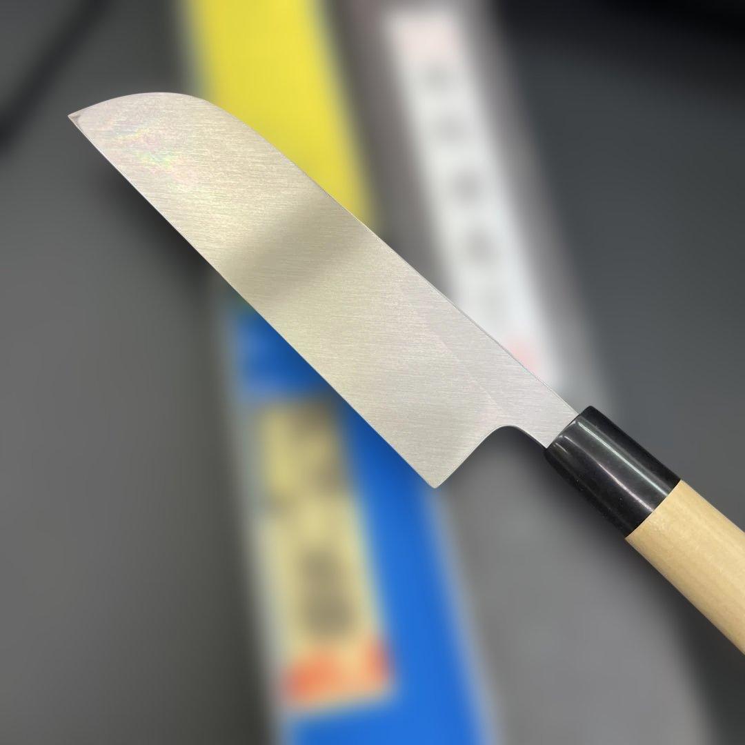 ★新品送料込★郷右馬允義弘白二鋼鎌形薄刃包丁210mm水牛柄マチ磨き裏押し右片刃