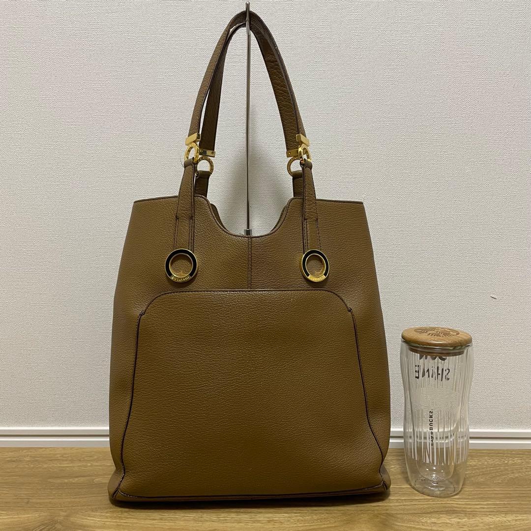 《美品》BVLGARI （ブルガリ）レザー トートバッグ ブラウン