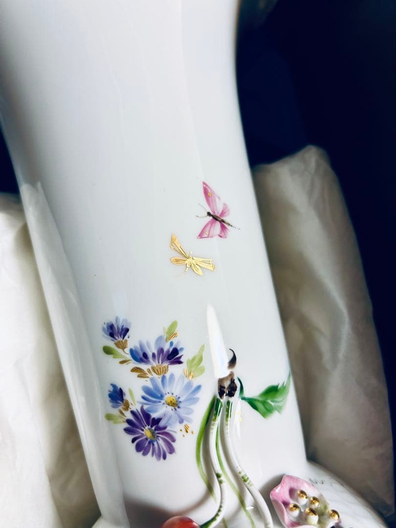 マイセン　花瓶　波の戯れ　チェリー