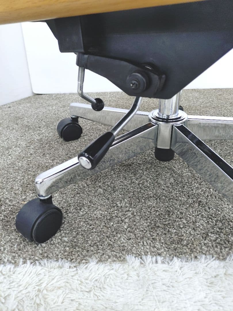 浜本工芸 無垢材 昇降式 レザー デスクチェア DSA-5200 回転チェア