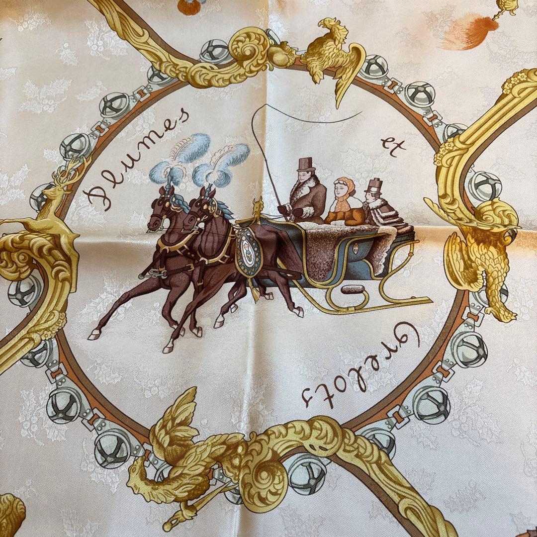 シルク スカーフ 馬車と人物 デザイン