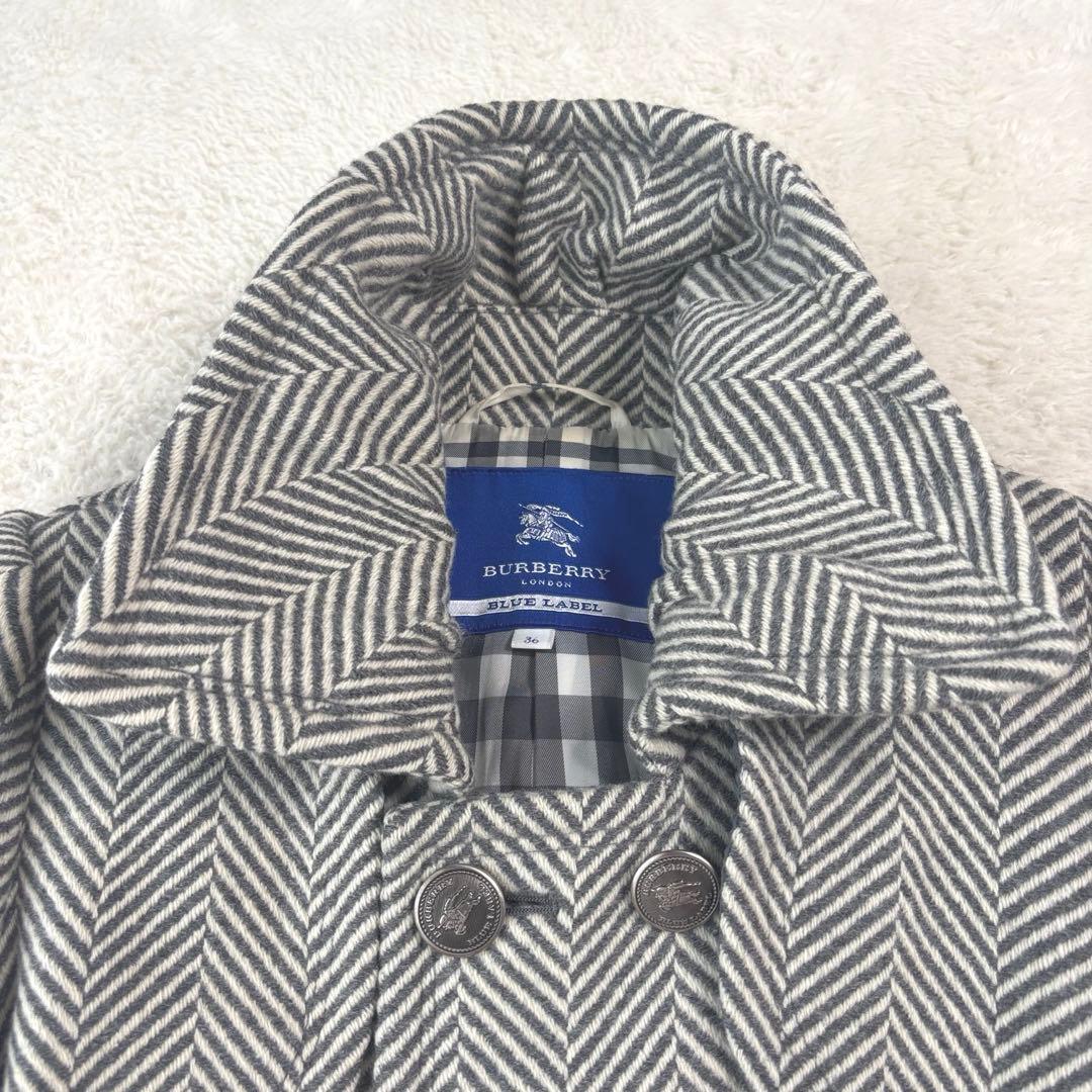 バーバリーブルーレーベル ヘリンボーン柄 トレンチコート シルバーボタン