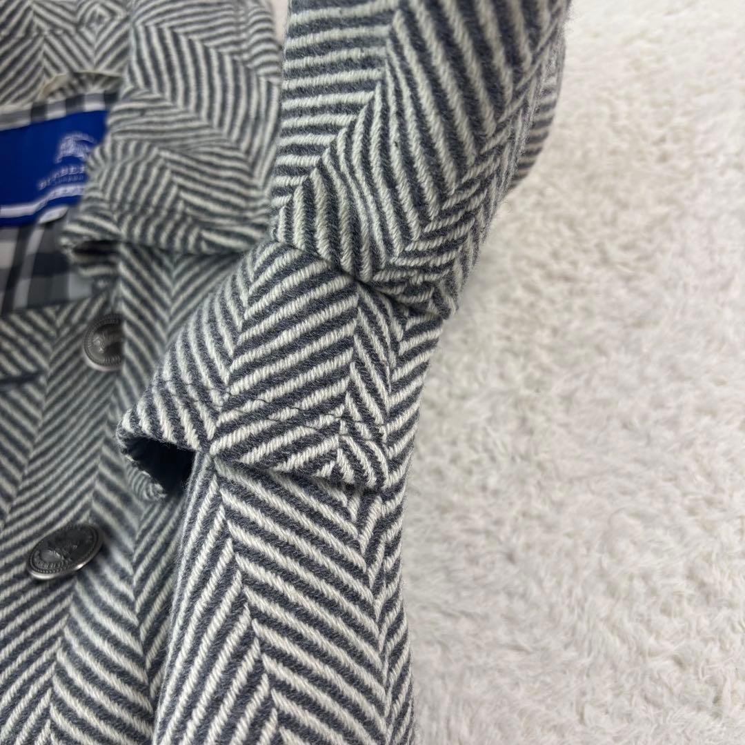 バーバリーブルーレーベル ヘリンボーン柄 トレンチコート シルバーボタン