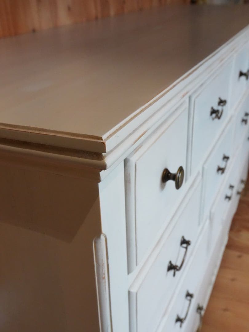 ホワイト木製ワイドチェスト ※送料別