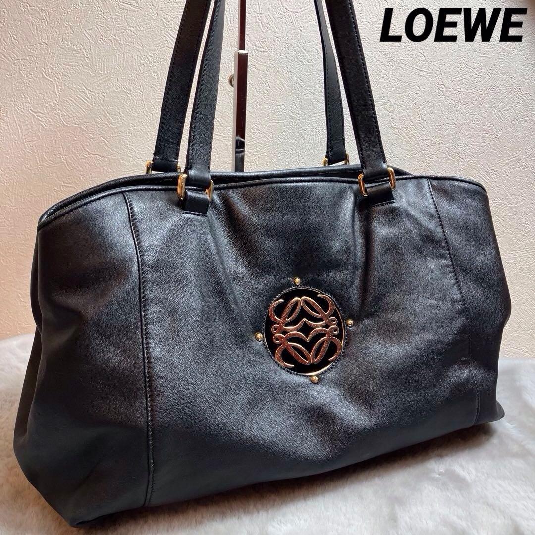 LOEWE ロエベ　トートバッグ　ビジネスバッグ　レザー　アナグラム　ブラック