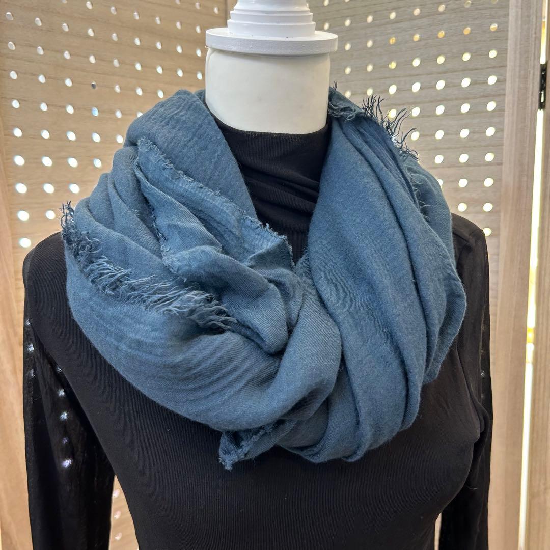 美品　ファリエロ　サルティ　大判ストール　モダール　ネイビー