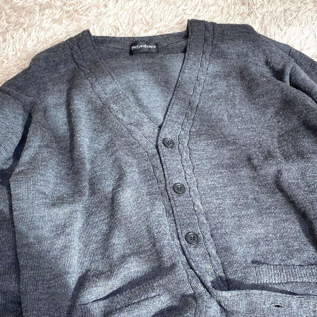 希少 イヴサンローラン Vネック グレー カーディガン Y2K ヴィンテージ