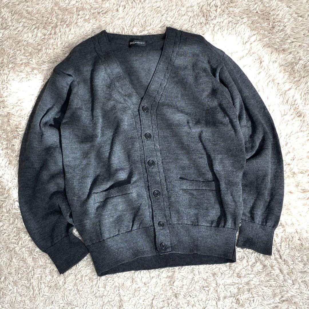 希少 イヴサンローラン Vネック グレー カーディガン Y2K ヴィンテージ