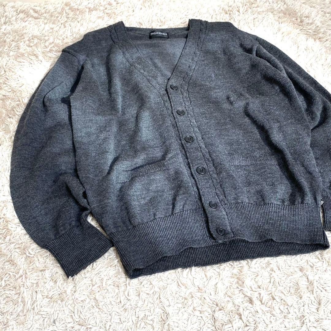 希少 イヴサンローラン Vネック グレー カーディガン Y2K ヴィンテージ