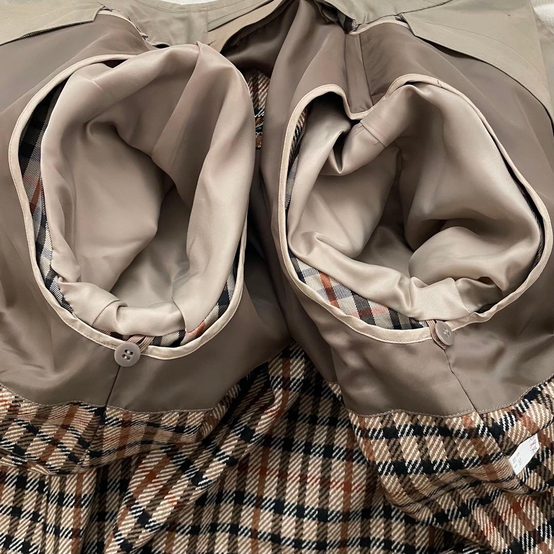美品 DAKS ハウスチェック ロングトレンチコート ライナー 11AB 玉虫色