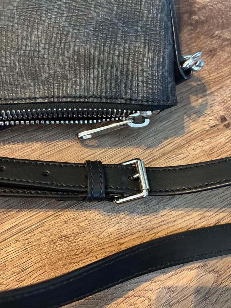 【美品】グッチ ショルダーバッグ レザー×PVC A4可 GG柄 シェリーライン