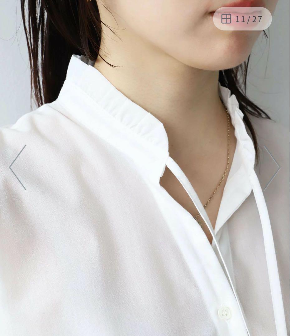 タグ付き MICA＆DEAL フリルカラースキッパーブラウス シャツ ホワイト