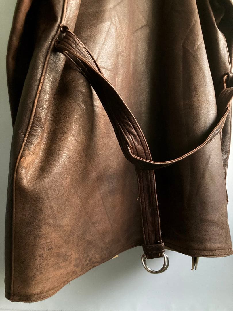 ジャケット・アウター 40s French Vintage Leather Aviator Coat
