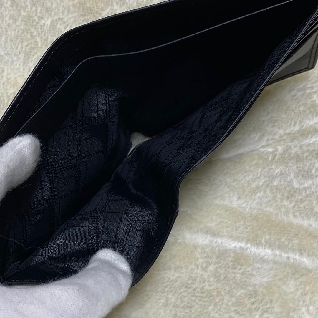 新品保管品✨ダンヒル　二つ折り財布　札入れ　黒レザー　ロゴ　ゴールド金具