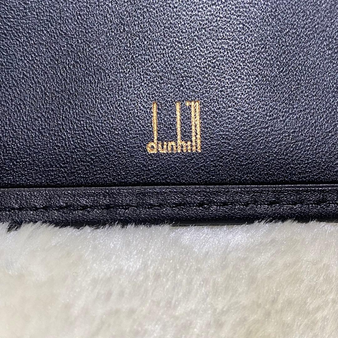 新品保管品✨ダンヒル　二つ折り財布　札入れ　黒レザー　ロゴ　ゴールド金具