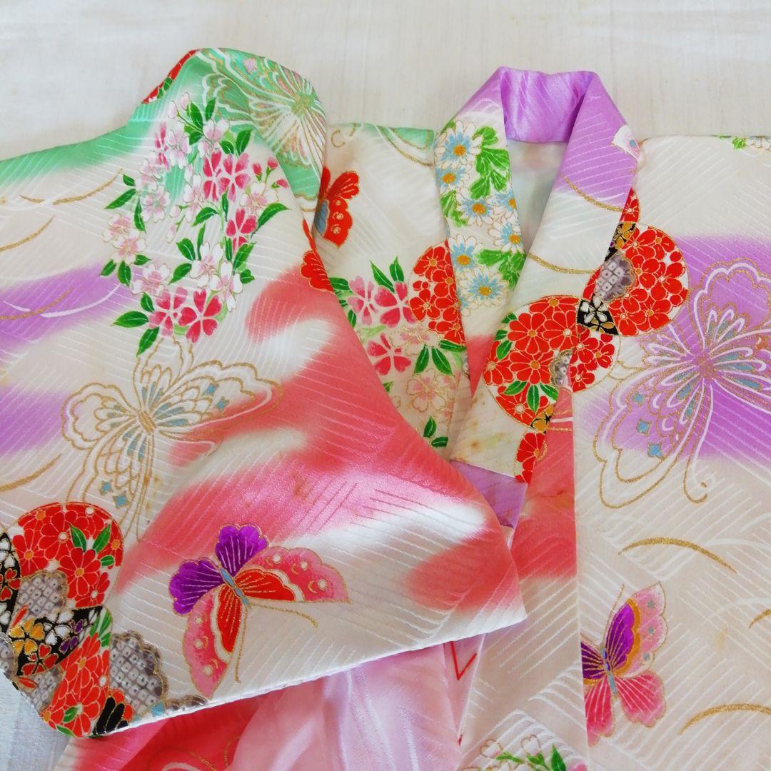 ちゃんちゃんこ付きとても愛らしいお嬢様用着物▪化繊▪七五三、お正月、お誕生日に！