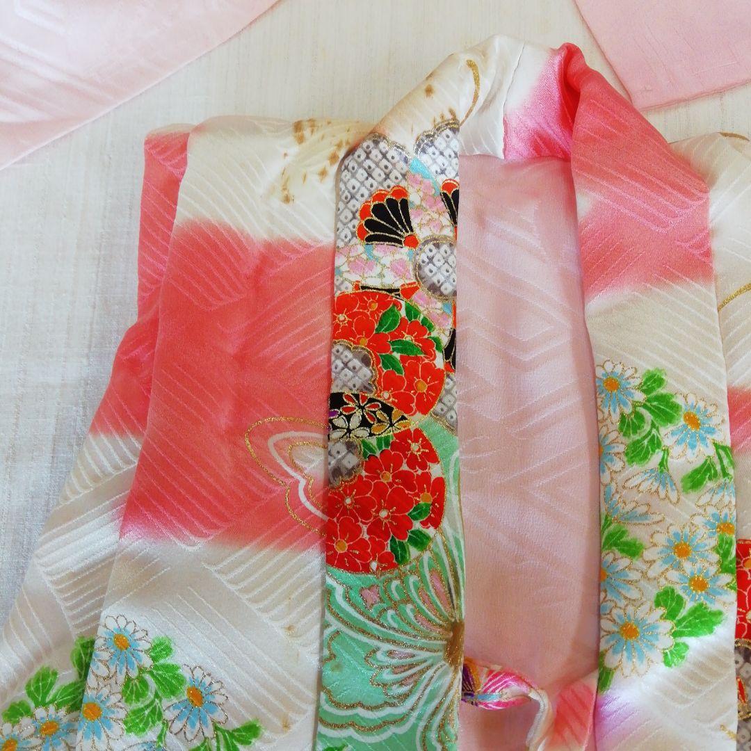 ちゃんちゃんこ付きとても愛らしいお嬢様用着物▪化繊▪七五三、お正月、お誕生日に！