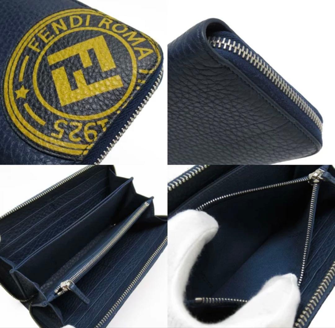 FENDI フエンディ　長財布　ラウンドファスナー　fendi 美品　ネイビー