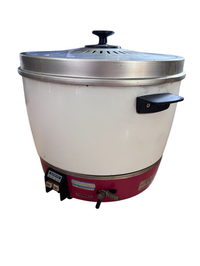 大型ガス釜 ホワイト/レッド