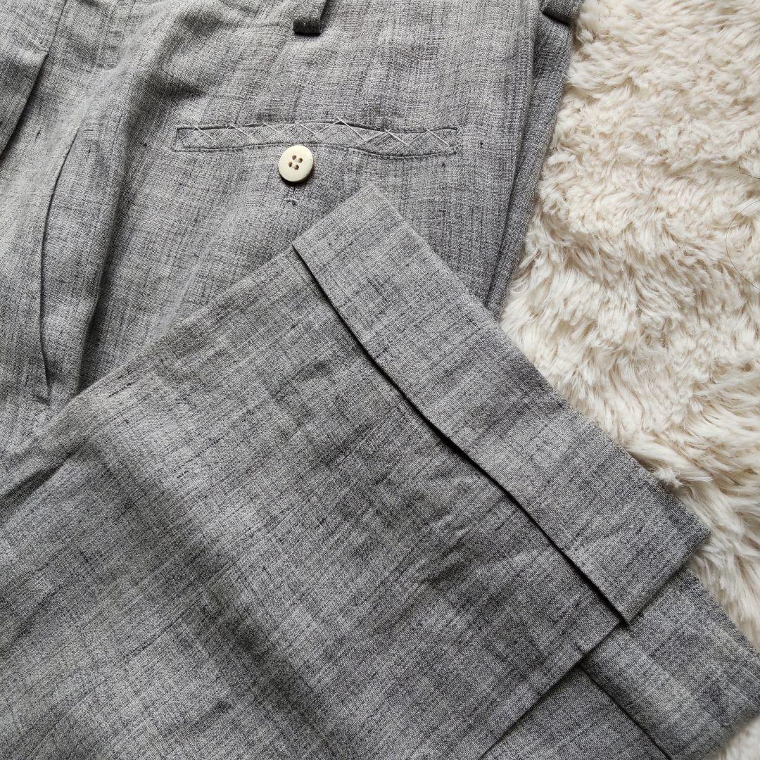 【未使用♥麻100%】ダブルボタン　テーラード　パンツスーツ　涼しい背抜きリネン