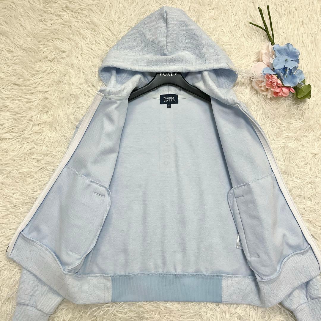 美品♡パーリーゲイツ 2023 パーカー ゼブラメッシュ BIGロゴ柄