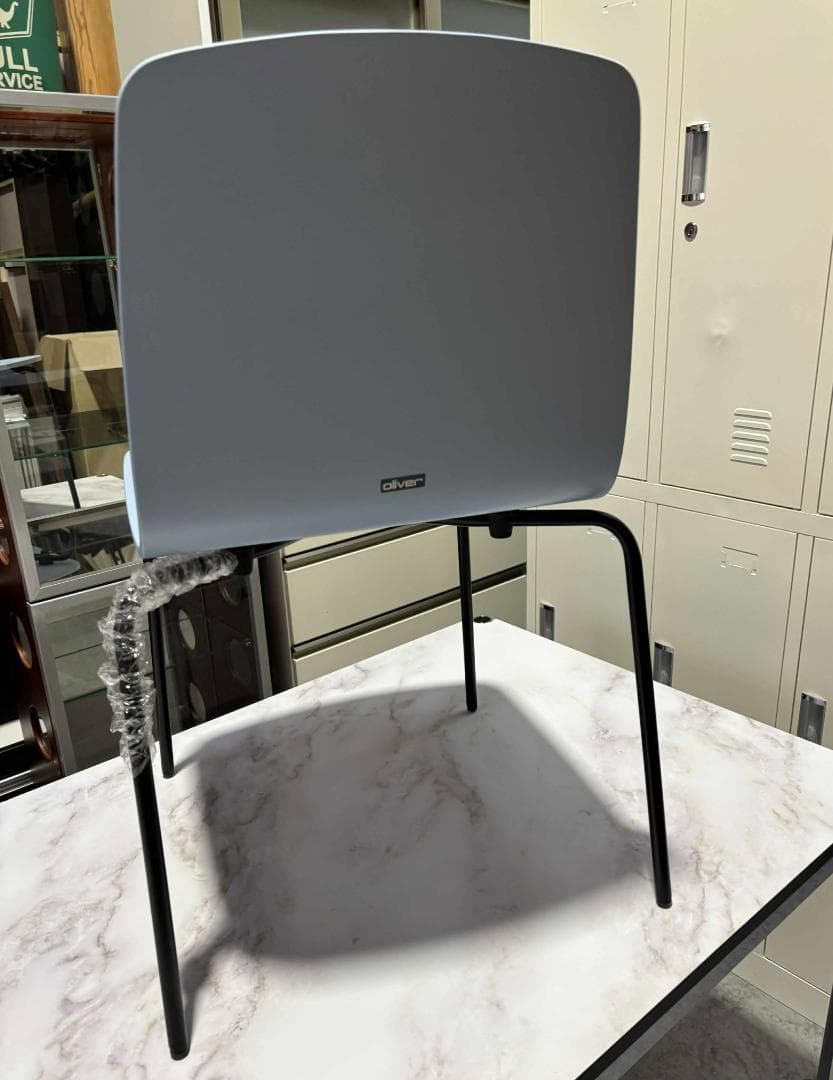 Oliver スチールチェア ミーティングチェア ライトブルー4脚セット未使用